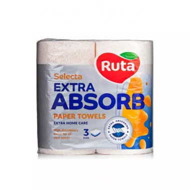 Рушники паперові тришарові Ruta Selecta Extra Absorb 2 рулони