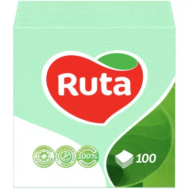 Серветки Ruta зелені одношарові 24х24 см 100 аркушів