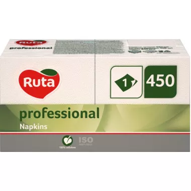 Серветки Ruta Professional білі 1-шарові 24х24 450 аркушів