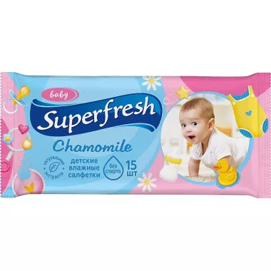 Серветки вологі ромашка Super fresh 72 штуки