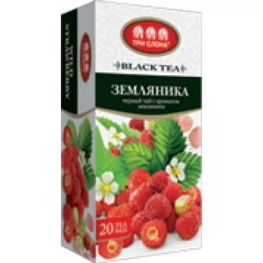 Чай Три слона чорний одноразовий цейлонський дрібний суниця 20х1, 3 г