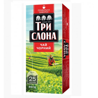 Чай Три слона 25 ф/п по 2 г чорний