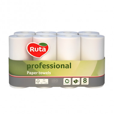 Паперові рушники Ruta Professional двошарові целюлозні 12,5 м 8 рулонів