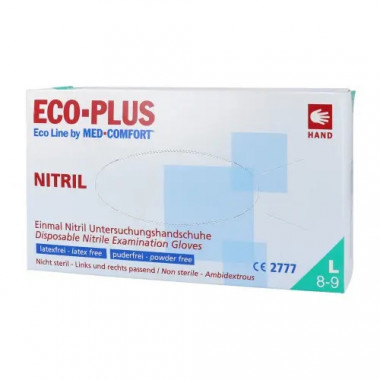 Перчатки ECO-PLUS нітрілові оглядові нестерильні неопудрені сині L 50 пар