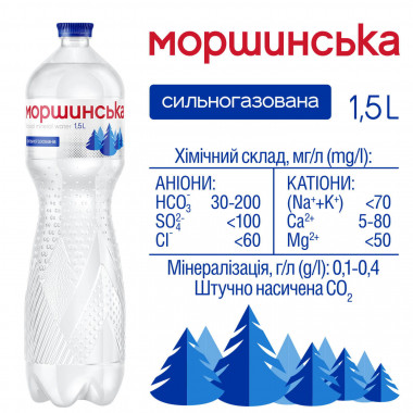 Вода мінеральна Моршинська сильногазована 1,5 літра