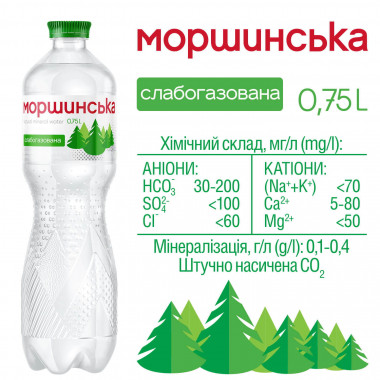 Вода минеральная Моршинская слабогазированная 0,75 литра